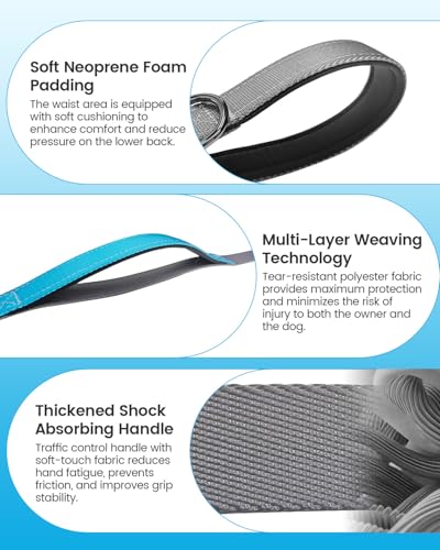 Hands Free Dog Leash, 5.1-8.9Ft Crossbody Long Leash | Adjustable Dog Waist Belt for Medium Dogs, Waist Leash for Dog Walking & Running & Training &Travel etc.(Grey Blue) - color: Grey Blue