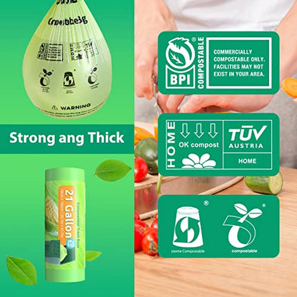 GreFusion Compostable Trash Bags 21 gallon,20 Count,Extra Thick 1.28 Mills,Fits13-25 gallon trash can, Extra Strong and thick,Compostable Lawn & Leaf Yard Waste bags,ASTM D6400,Bpi Certified - color: 21G-20Count