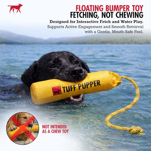 Tuff Pupper Floating Dog Bumper Toy | Fetch Only Not a Chew Toy | Soft Foam Retrieve Trainer | High-Visibility Water & Snow Play | Gentle on Teeth | Lightweight Durable Outdoor Training Dummy - color: Floating Bumper Toy