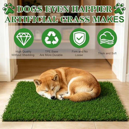Portable Dog Potty with Tray & Splash Guard, Foldable Indoor Dog Litter Box with Artificial Grass, No Assembly Dog Potty Grass Pad for Male Dogs, Puppy & Small Pets, Easy Clean Dog Bathroom