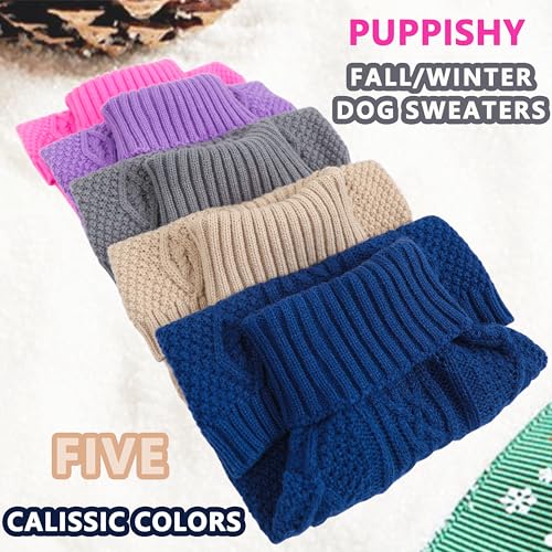 Dog Sweaters for Small Dogs Knit Puppy Sweater Fall Winter Dog Clothes Warm Sleeveless Chihuahua Clothes Doggy Turtleneck Pullover Sweater Solid Twisted Pet Cat Outfit(Purple, X-Small) - color: PURPLE, size: X-Small