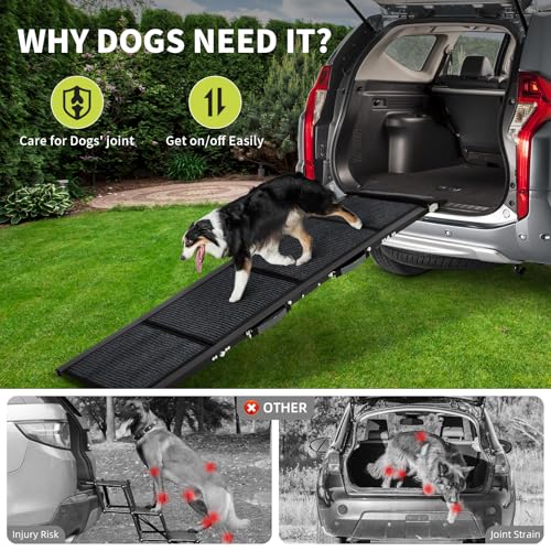 Garvee 63" Wide Folding Dog Ramp for Car, 17" Long Heavy Duty Non-Slip Portable Pet Ramp, Large Dogs Up to 250 lbs, Outdoor & Indoor Use - size: 63" × 17"