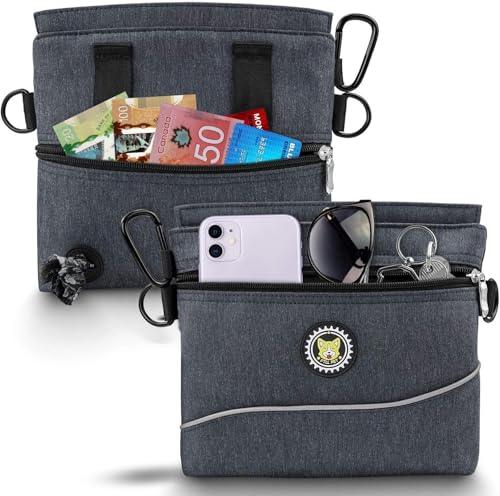 Viklluyr Dog Treat Pouch Bag with Magnetic Closure, Dog Food Carrier with Removable Inner Pocket, Perfect Dog Training Bag for Agility Training - Including Carabiner - color: Black, size: M