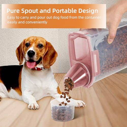 LEAWALK Airtight Small Cat Dog Pet Food Storage Containers BPA Free, with Large Pour Spout/1 Measuring Cup/ 4 Safety Locks and Double-layer Silicone Strip (Clear Pink, 3L-1pack) - color: Clear Pink, size: 3L-1pack