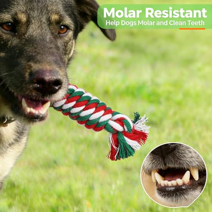5-Pack Durable Rope Chew Toys for Large & Medium Dogs - Natural Cotton Strong Tug Toys Set for Aggressive Chewers, Interactive Play & Teeth Cleaning - color: Red+White