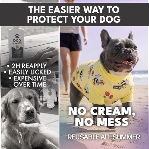 Spark Paws Sunblock Dog T-Shirt, SPF30 Protection, Lightweight Breathable Quick Dry for Dogs with Sensitive Skin - Bees & Gelato (Set of 2) - Size 5XL - color: Bees & Gelato, size: 5XL: 115-150lbs