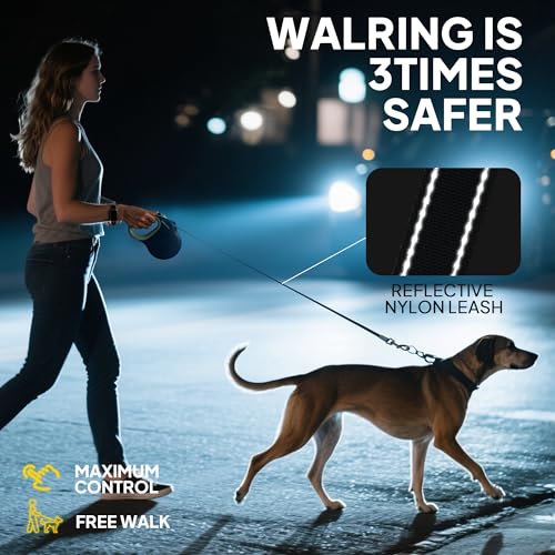 PetiFine Upgraded Retractable Dog Leash 26FT, Heavy Duty Pet Walking Lead for Large Dogs up to 110lbs, Anti-Twist Reflective Dog Leash with Anti-Slip Soft Grip, One-Handed Brake - size: Large-26 Feet(Tape)