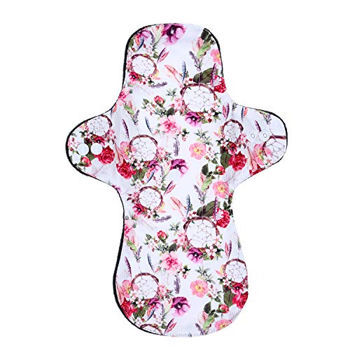 7pcs Pack Reusable Washable Cloth Incontinence Pads Including 6pcs Heavy Flow Bamboo Charcoal Reusable Menstrual Pads Cloth Mama Sanitary Pad + 1pc Mini Wet Bag - color: 7 Pieces Set A3, size: Heavy Flow Bamboo Charcoal