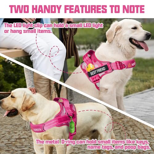 AUROTH Dog Harness and Leash Set, Soft Padded Service Dog Vest with 5.25FT Dog Leash, No Choke, Easy On Pet Vest, Adjustable Reflective No Pull Dog Harness for Large Dogs, Easy Walking and Training - color: Pink Camo, size: Large