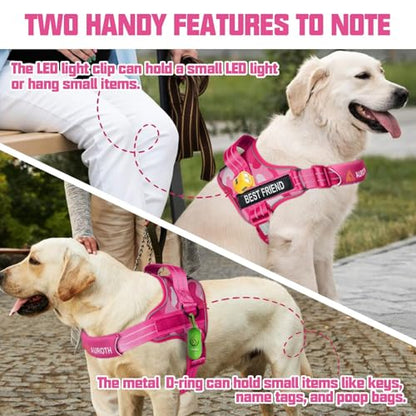 AUROTH Dog Harness and Leash Set, Soft Padded Service Dog Vest with 5.25FT Dog Leash, No Choke, Easy On Pet Vest, Adjustable Reflective No Pull Dog Harness for Large Dogs, Easy Walking and Training - color: Pink Camo, size: Large