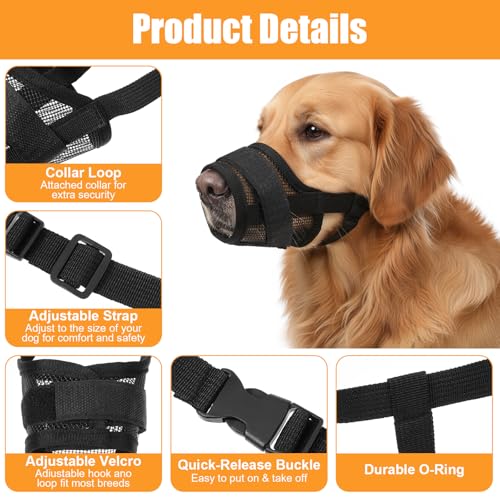 Dimeho Dog Muzzle Set for Small Medium Large Dogs, Breathable Mesh Guard Anti-Biting Chewing Mesh Muzzle with Adjustable Strap for Grooming Walking Vet Visiting Chewing Protection(9 PCS)