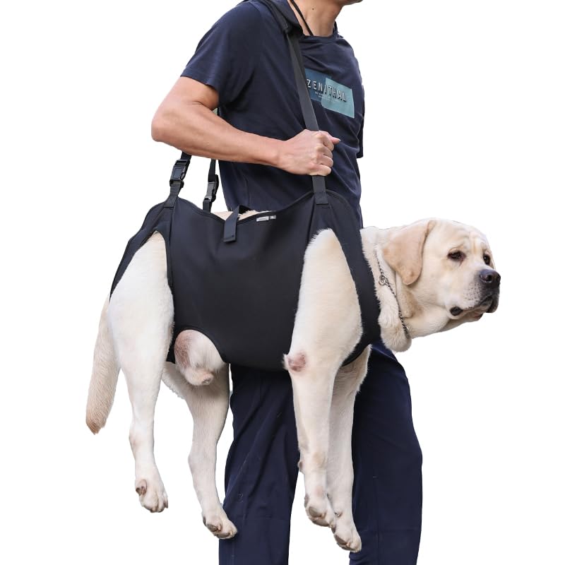 Dog Lift Harness,Full Body Dog Sling Carrier with Handle,Total Body Support for Dogs,Pet Dog Leg Support Sling Adjustable Retractable Breathable Lift Harness (XL) - size: XL
