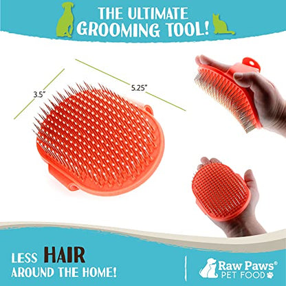 Raw Paws Grooming Brush for Dogs & Cats - Rubber Tipped Pin Brush, 1 ct | Deshedding Brush - Short & Long Hair - Gentle Detangler - Hand-Held Pet Grooming Tool - Massage Brush