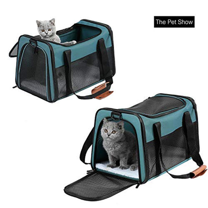 Cat Carrier - Portable Foldable Dog Pet Carrier, Soft-Sided Pet Bag up to 22 Lbs, Airline Approved Travel Puppy Carrier - color: Blue, size: 19.7"L x 12"W x 12"H