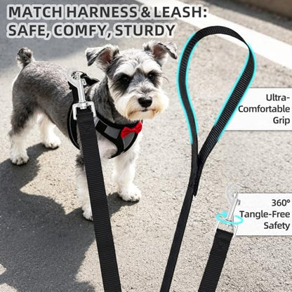 PUPTECK Dog Harness and Leash Set for Small Medium Dogs No Pull Step-in Soft Mesh Puppy Cat Vest Harnesses Reflective at Night, Black Bow Tie, S - color: #3 Black(Bow Tie), size: S(CHEST 14.5"-16", 6.6-14 lbs)