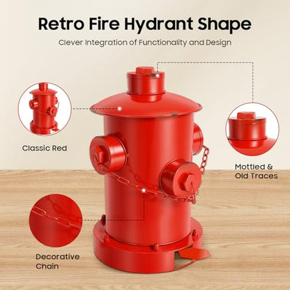 Retro Creative Fire Hydrant Trash Can, Large Capacity Pedal Trash Can with Inner Bucket & Lid Dog Poop Trash Can Outside Red Waste Bin for Home Garage Garden Indoor Outdoor Use