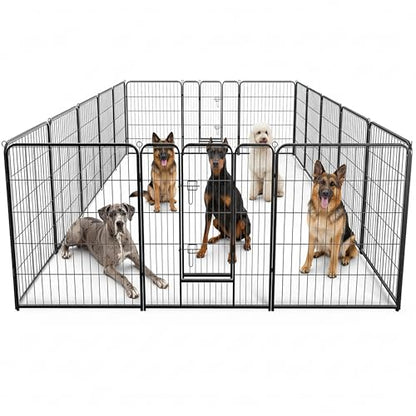 Simple Deluxe Dog Playpen Outdoor Indoor, 40 Inch 16 Panels Dog Fence for Small/Medium/Large Dogs Puppy, Perfect Dog Pen for Camping, Yard, RV, Garden Fence, Black - size: 40 Inch 16 Panels
