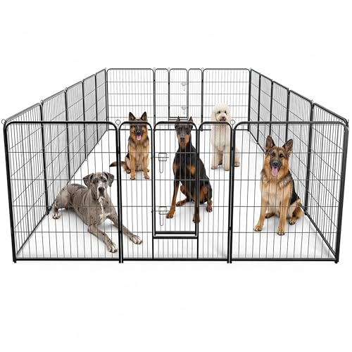 Simple Deluxe Dog Playpen Outdoor Indoor, 40 Inch 16 Panels Dog Fence for Small/Medium/Large Dogs Puppy, Perfect Dog Pen for Camping, Yard, RV, Garden Fence, Black - size: 40 Inch 16 Panels