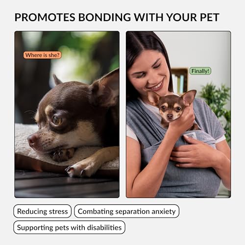 Cat Sling Carrier for Small Pets – Anti-Anxiety Cat Sling, Kitten Pouch – Pet Sling in Gray Black Blue Green Pink Yellow (Gray, Standard) - color: Gray, size: Standard