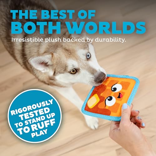Outward Hound Tough Skinz Durable Squeaky Dog Toy with Two Tough Layers, Waffle, Multicolor, Small - color: Waffle, size: Small