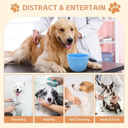 Dog Lick Bowl,Anxiety Relief Non-Slip Silicone Treat Bowl,Durable Anti-Choking Long-Lasting Enrichment Slow Feeder Licking Mat for Small Medium Large Breed,Freezable BPA Free Silicone Dishwasher Safe - color: Blue, size: M-L