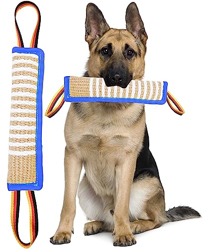 Clysoru Dog Tug Toy Tough Jute Bite Pillow Lasting Training Equipment Puppy to Large Dogs Interactive for Large and Small - color: Fiag Blue