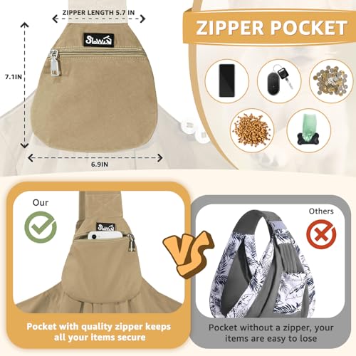 SlowTon Dog Carrier Sling - Thick Padded Shoulder Strap Adjustable Dog Carriers for Small Dogs, Puppy Carrier Purse for Pet Cat with Front Zipper Pocket Safety Belt Machine Washable (BRN, M) - color: L-Brown Water-Resistant
