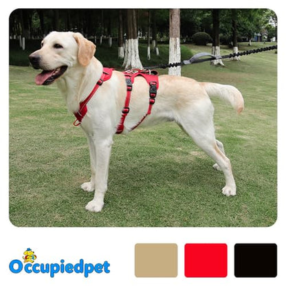 Red No-Pull Dog Harness, Reflective Padded Design for Small/Medium/Large Dogs, Adjustable & Escape-Proof Dog Vest. L: 61-99 lbs (Chest:21-28",Neck:18-25") - color: Red, size: L:61-99 lbs (Chest:21-28",Neck:18-25")