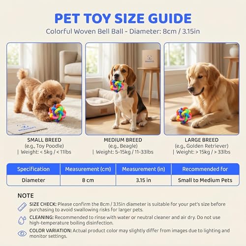 Dog chew Toys, Suitable for Teething Pets, Durable, and Good for Dental Cleaning. Interactive Dog Toys for Small, Medium, and Puppy chewers. - color: Bell ball