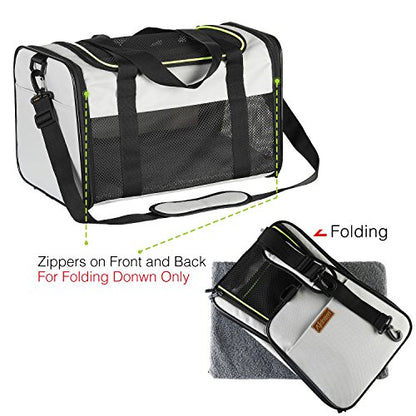 Cat Carrier - Portable Foldable Dog Pet Carrier, Soft-Sided Pet Bag up to 28 Lbs, Airline Approved Travel Puppy Carrier - color: Grey, size: 19.7"L x 12"W x 12"H