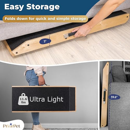 Dog Ramp for Couch – Non-Slip, Sturdy Build Foldable Wooden Dog Ramp – Supports up to 200 lbs – 7 Adjustable Heights (14"–20.5") – Enhanced Stability – Birchwood Pet Ramp for Small Dogs – Natural - color: Natural