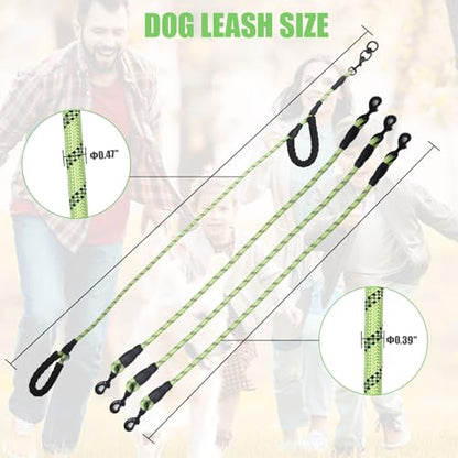 Dual Dog Leash, 360° Anti-Tangle, No Pull, Double Handle & Reflective Double Dog Leash – Perfect for Small/Medium Dogs - color: Green, size: 3 Way