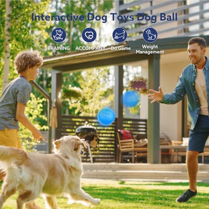 AIPERRO Interactive Dog Toys Ball, Smart Action Activated Rechargeable Pet Toy, TPU Material, IPX7 Waterproof Rating, Automatic Rotating/Bouncing/Moving, Suitable for Small/Medium Dogs-Blue - color: Blue
