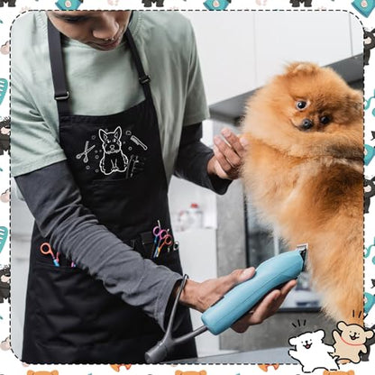 Dog Grooming Apron with 4 Pockets Grooming Apron for Dog Groomers | Waterproof Adjustable Multi Function Pet Pinafore Aprons for Puppy Dogs Cats
