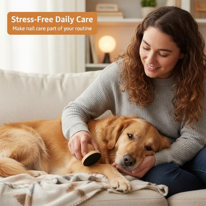 Dog Nail File Scratch Board Set, Round Wooden Paw Scratch Board, Includes 6 Replaceable Sandpaper Discs and Pet Claw File, Nail Care Grooming Tool for Dogs, Helps Smooth Claws