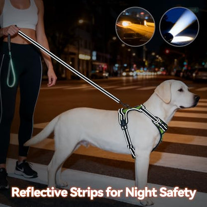 PHOEPET No Pull Dog Harnesses for Small Puppies Reflective Adjustable Front Clip Vest with 2 Metal Leash Attachment Hooks Soft Handle(S, Green) - color: Green, size: Small