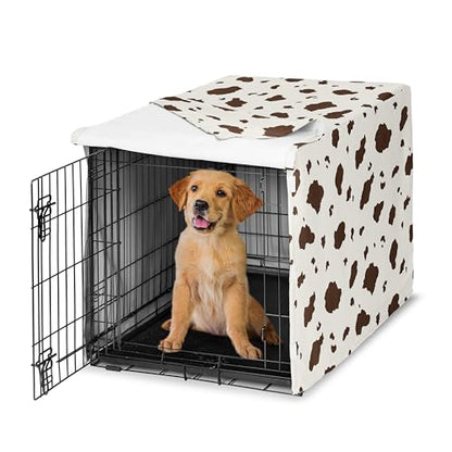 Sweet Jojo Designs 36in. Medium Dog Crate Cover (Western Cow Print) Pet Cage, Kennel Covers (Southern, Charm, Country, South, Wild West, Steer, Animal, Neutral, Brown, Chocolate, Off White, Cream) - color: Western, size: 36.0"L x 23.5"W x 24.0"H
