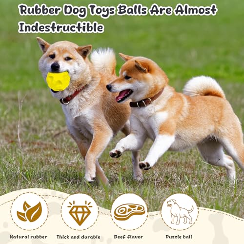 Interactive Dog Puzzle Toys for Boredom, Dogs Enrichment Toys to Keep Them Busy, Dog Treat Balls for Large Dogs, Tough Treat Dispensing Dog Toys - color: Yellow