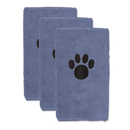 Bone Dry Pet Grooming, Embroidered Microfiber Towel Drying Collection, 15x30, Stonewash Blue - color: Stonewash Blue, size: 15x30"