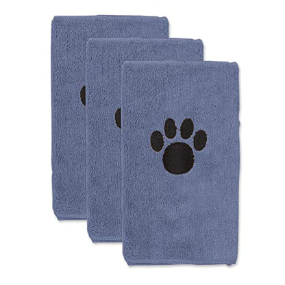 Bone Dry Pet Grooming, Embroidered Microfiber Towel Drying Collection, 15x30, Stonewash Blue - color: Stonewash Blue, size: 15x30"