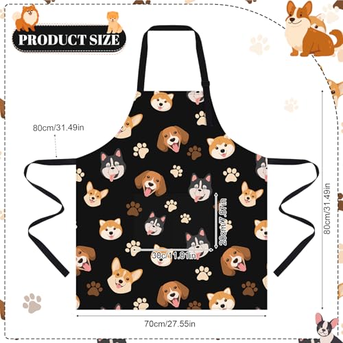 Dog Grooming Waterproof Apron with 2 Pockets, Cute Animals Puppy Dog Pets Apron - style: Happy Dog