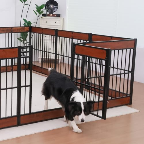 Dog Playpen, 35.4" Height Dog Pen Indoor, Heavy Duty, Safe and Sturdy, Furniture Style Puppy Pen (12 Panels (35.4" High), Black) - color: Black, style: 12 Panels (35.4" High)