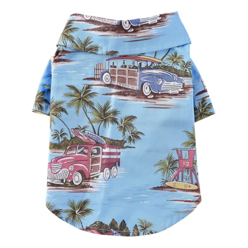 Tangpan Summer Pet Daisy Hawaiian Beach Plaid Print Shirts Clothes for Dog (X-Small, Blue) - color: Blue, size: X-Small