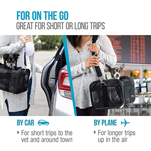 Sherpa Original Deluxe Travel Pet Carrier, Airline Approved & Guaranteed On Board - Black, Small - size: 15.0"L x 10.0"W x 8.5"H