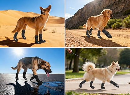 Dog Shoes, Waterproof Dog Boots & Paw Protectors, Breathable Dog Booties with Anti Slip Sole for Winter Snowy Day, Rainy Weather Indoor and Outdoor (Size 4, Black) - size: #4(width 1.96 inch)