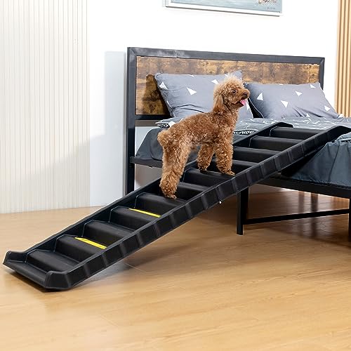 COZIWOW Portable Dog Car Ramps 61" L Folding High Traction Pet Stairs for Vehicles,SUV/Truck,Lightweight Ladder Ramp for Dogs Old Cats to High Bed,Couch-Easy Storage,Supports up to 165lb
