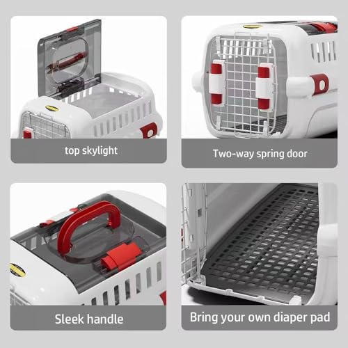 New Dog and Cat Kennel, Hard Sided Travel Pet Carrier, Top Front Load Ventilation Cat Crate for Small Dogs Outdoor Traveling Hiking Camping Picnic(Color:Gray) - color: gray