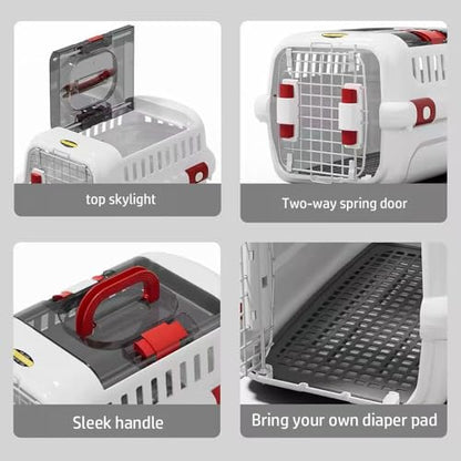 New Dog and Cat Kennel, Hard Sided Travel Pet Carrier, Top Front Load Ventilation Cat Crate for Small Dogs Outdoor Traveling Hiking Camping Picnic(Color:Gray) - color: gray