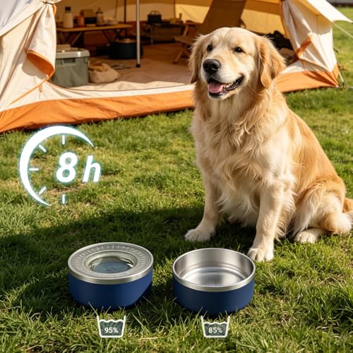 WENBOKMIN Stainless Steel Dog Water Bowl, Slow Dog Bowls with Non Slip Bottom, No Spill Detachable and Easy to Clean, Keep Xerosis Pilorum, 64oz, Blue - color: Blue
