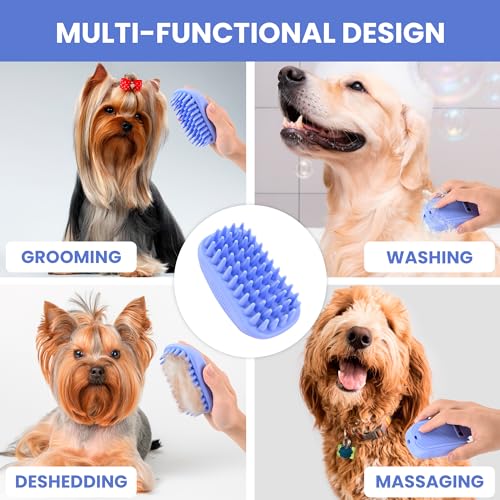 We Love Doodles 50pcs Dog Teeth Cleaning Wipes & Bath Brush Bundle - Dental Finger Wipes & Rubber Brush for Shower Scrubbing & Massage, 2 Pack